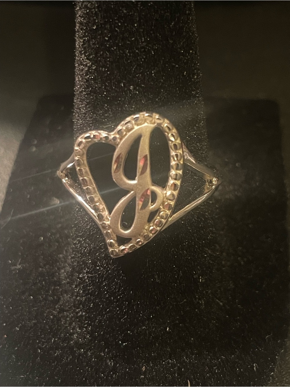 Sterling Silver Heart Initial J Ring - Silver 925 Silver